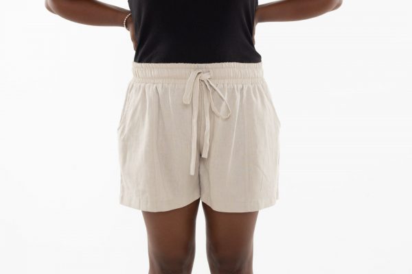 Ethical clothing - Jackie Cotton/Linen blend Shorts Cream Front