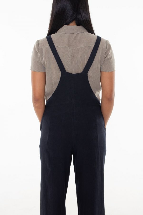 Navy Linen/Cotton Overalls Back