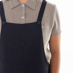 Cotton/Linen blend Overalls Navy Front Detail